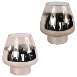 Windlicht Glas metallisch silber 18 cm 2 Stück sortiert