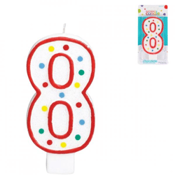 Amscan Kuchen Kerze Figur 8 weiß 13 cm