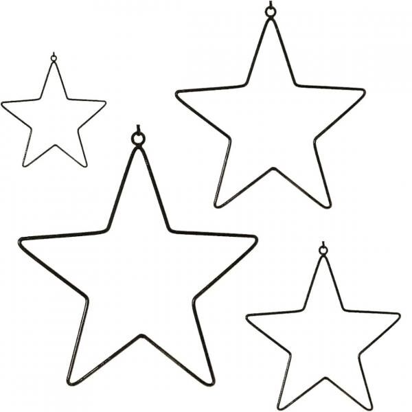 Anhänger Sterne Weihnachten schwarz 30 cm 4er Set