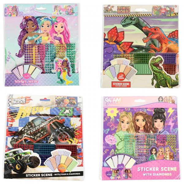 Aufkleber Szene Diamanten und Schaumstoff 300-teilig 4 sortiert