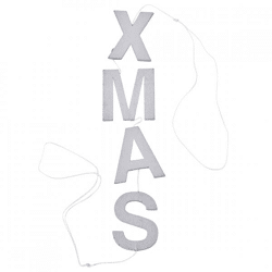Buchstabengirlande XMAS silber vertikal 60 cm