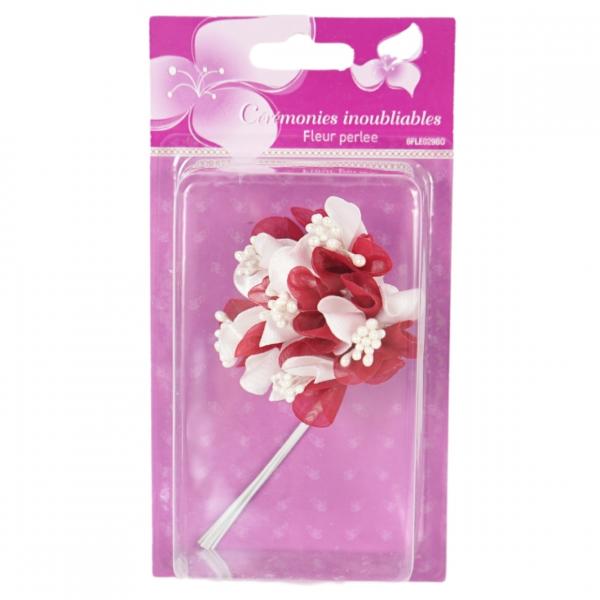 Dekoration Blume mit Perlen rot 13 cm Satz von 6