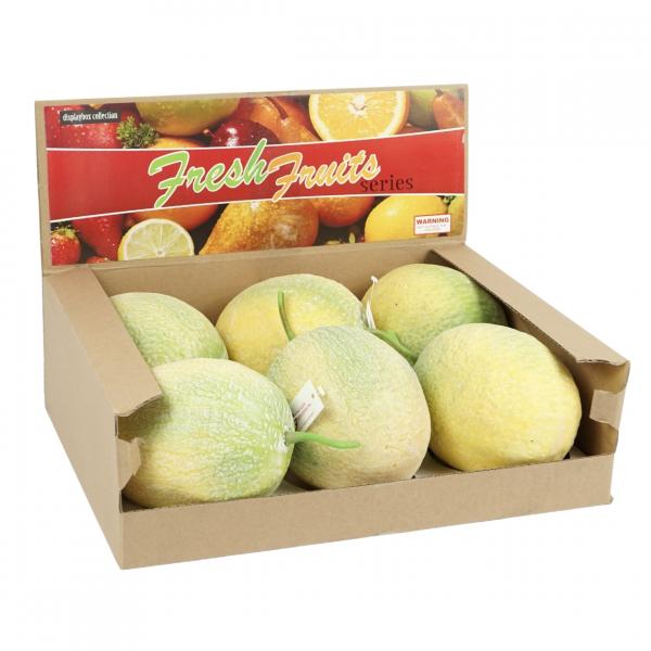 Dekoration Obst Melone gelb/grün 15 cm