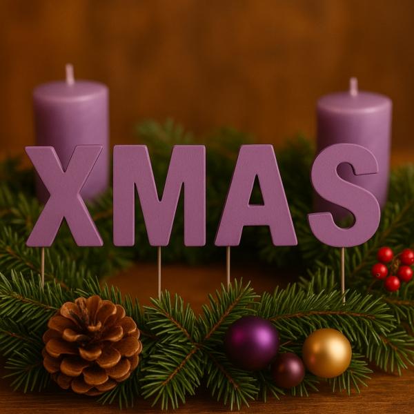 Dekoration Weihnachtsbriefausstecher XMAS lila 5 cm