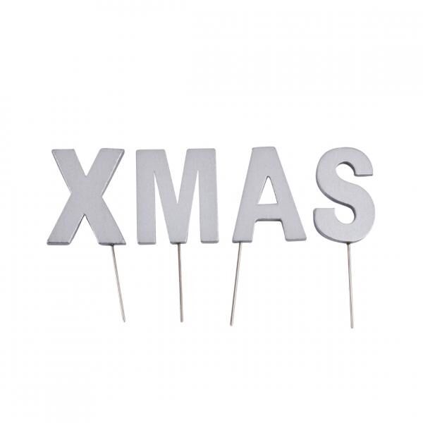 Dekoration Weihnachtsbriefausstecher XMAS silber 5 cm