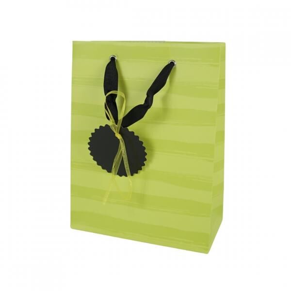 Gift bag Stripes green 16.5 x 10 x 21.5 cm