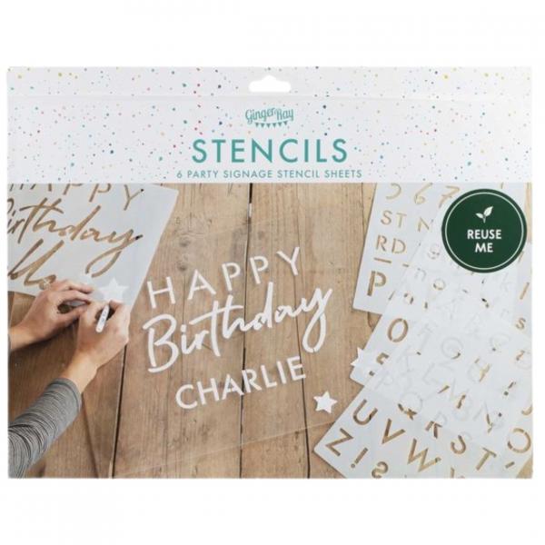 Ginger Ray stencil set 6 pieces