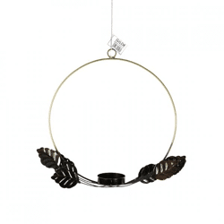 Pendant tea light holder Leaves bronze 29.5 cm