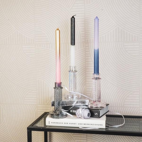 Housevitamin Kerzenhalter Twist schillerndes Glas 15 cm