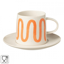 J-Line mug with saucer Curve porcelain 200 ml