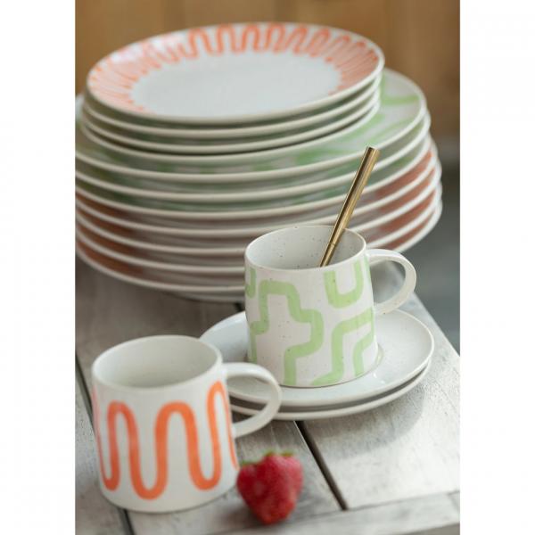 J-Line Tasse und Untertasse Porzellan grün 15,5 cm