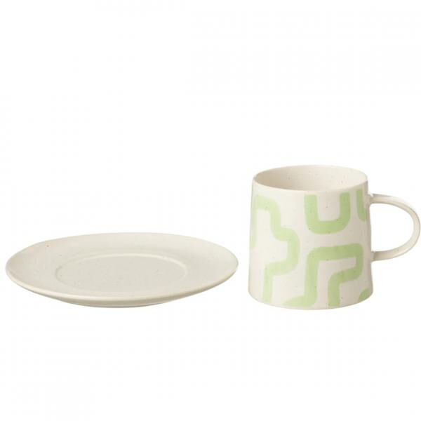 J-Line Tasse und Untertasse Porzellan grün 15,5 cm