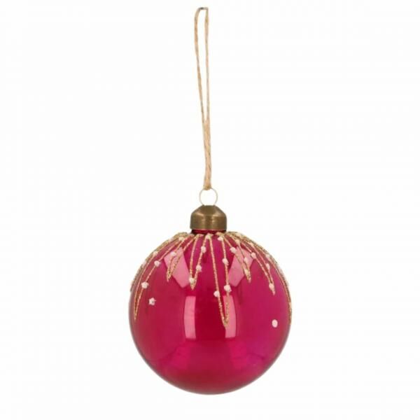 Weihnachtskugel Sparkle Berry Glas rosa 8 cm