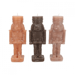 Kerze Frosty Nussknacker Holz braun 4 x 12 cm 3 sortiert