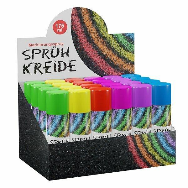 Kreidespray 175 ml 6-Farben-Display 24 Stück