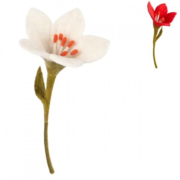 Künstliche Blume Lilly rot/weiß 34 cm 2 Stück sortiert