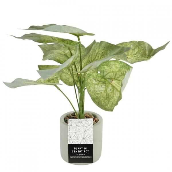 Künstliche Pflanze im Zementtopf 40 cm 3 Stück sortiert