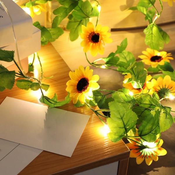 Lichterkette Sonnenblume 10 LED auf Batterie 1 m
