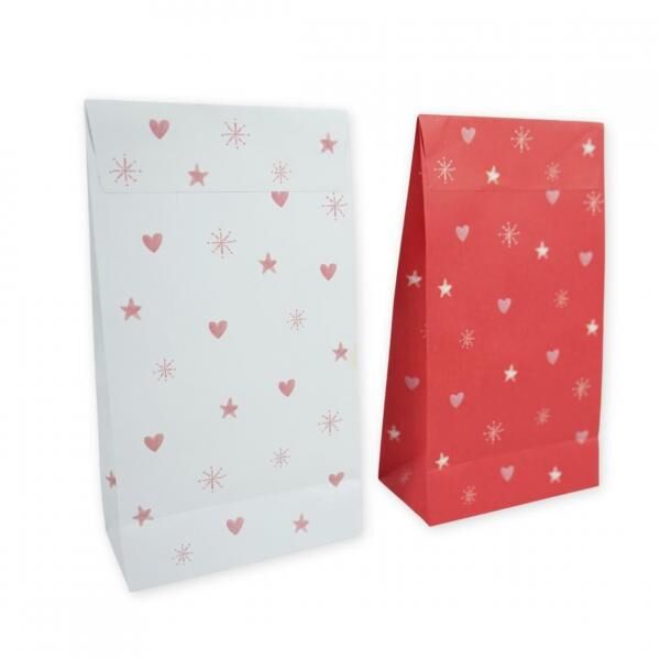 (R) Geschenktüten rot/weiß 22,5 cm 6er Set