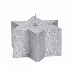 (R) Spaas kaars Star Metallic zilverkleurig 9 x 4 cm