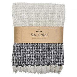 Take a Plaid 12 recycelte Baumwolle schwarz 130 x 180 cm