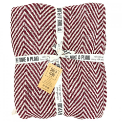 Take a plaid 31 recycelte Baumwolle rot 125 x 150 cm