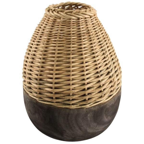 Vase Paulownia Holz schwarz/natürlich 38 cm