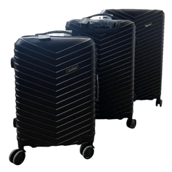 ALKANA 3-piece suitcase set - Ultralight & robust, with trolley black