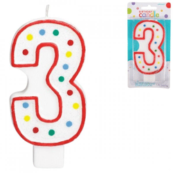 Amscan Kuchen Kerze Figur 3 weiß 13 cm