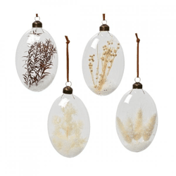 Pendant drying branches transparent glass 13,5 cm 4 assorted