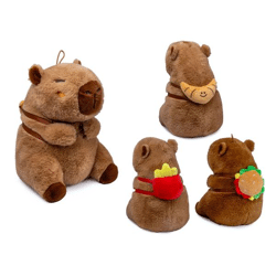Capybara with snack backpack - 3 assorted soft toys - 35 cm