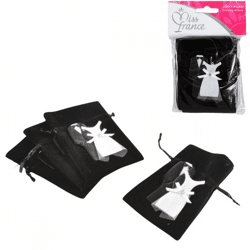 Fluwelen zakjes bruiloft 10 cm 4 stuks