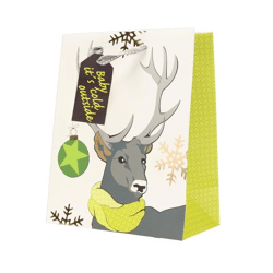 Geschenktüte Weihnachten Rentier weiß 20,5 x 11 x 25,5 cm VE200