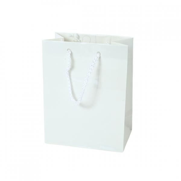 Geschenktüte mit Kordel S weiß 14 cm