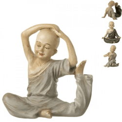 J-Line beeld Monnik Yoga 14 cm 4 assorti