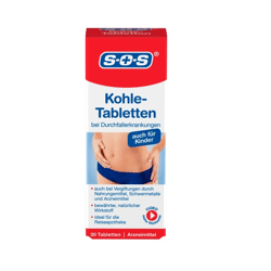 SOS Kohletabletten bei Durchfallerkrankungen natürlich Reisekrankheit 30 Tabletten