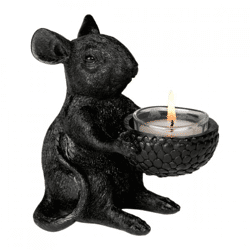 Tealight holder Mouse black 12.5 cm