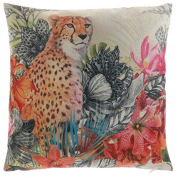 Unique Living Kissen Leinen Druck Gepard 45 x 45 cm