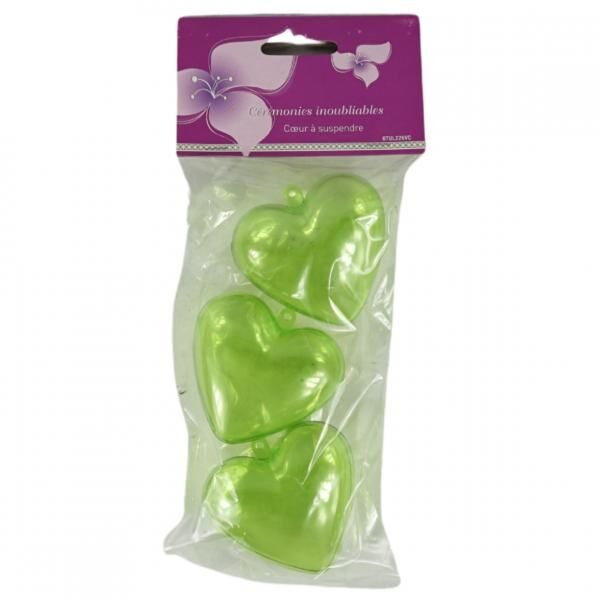 Anhänger Herz grün 6 cm 3er Set