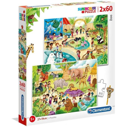 Clementoni 21603 - 2 x 60 Teile Puzzle - Zoo