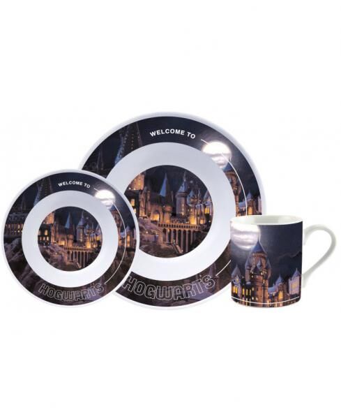 Harry Potter - Breakfast Set / Fr&uuml;hst&uuml;ckset "castle" - 3-teilig