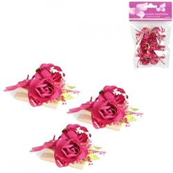 Artificial flower on peg pink set of 6