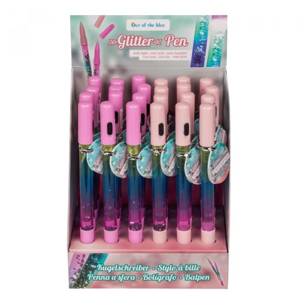 Kugelschreiber mit Glitter & LED - 2-fach sortiert im Display