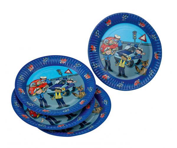 Polizei - 8 Papp-Teller - 23 cm