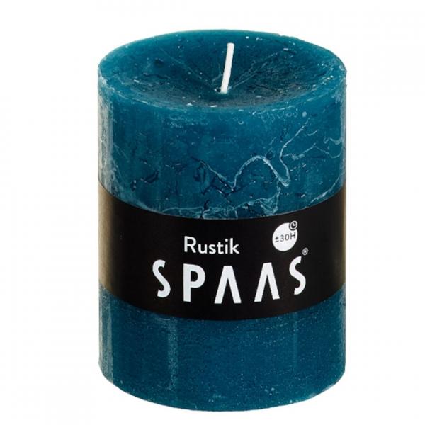 (R) Spaas Stumpenkerze rustikal türkis 7 x 8 cm.