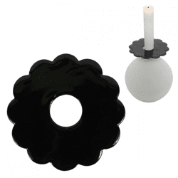 Stjernsund Kerzenring Loua Blume schwarz glänzend 9,3 cm
