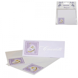 Tafelkaartjes baby wiegje lila 10 cm 6 stuks