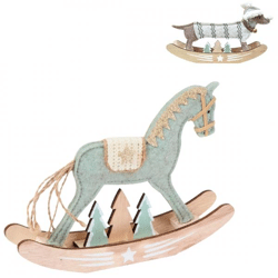 Christmas decoration rocking horse/dog 21 cm 2 assorted