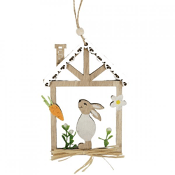 Pendant hare in house wood 14.5 cm