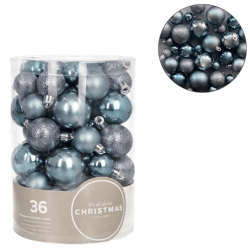 Christmas balls shatterproof blue/gray 36 pieces